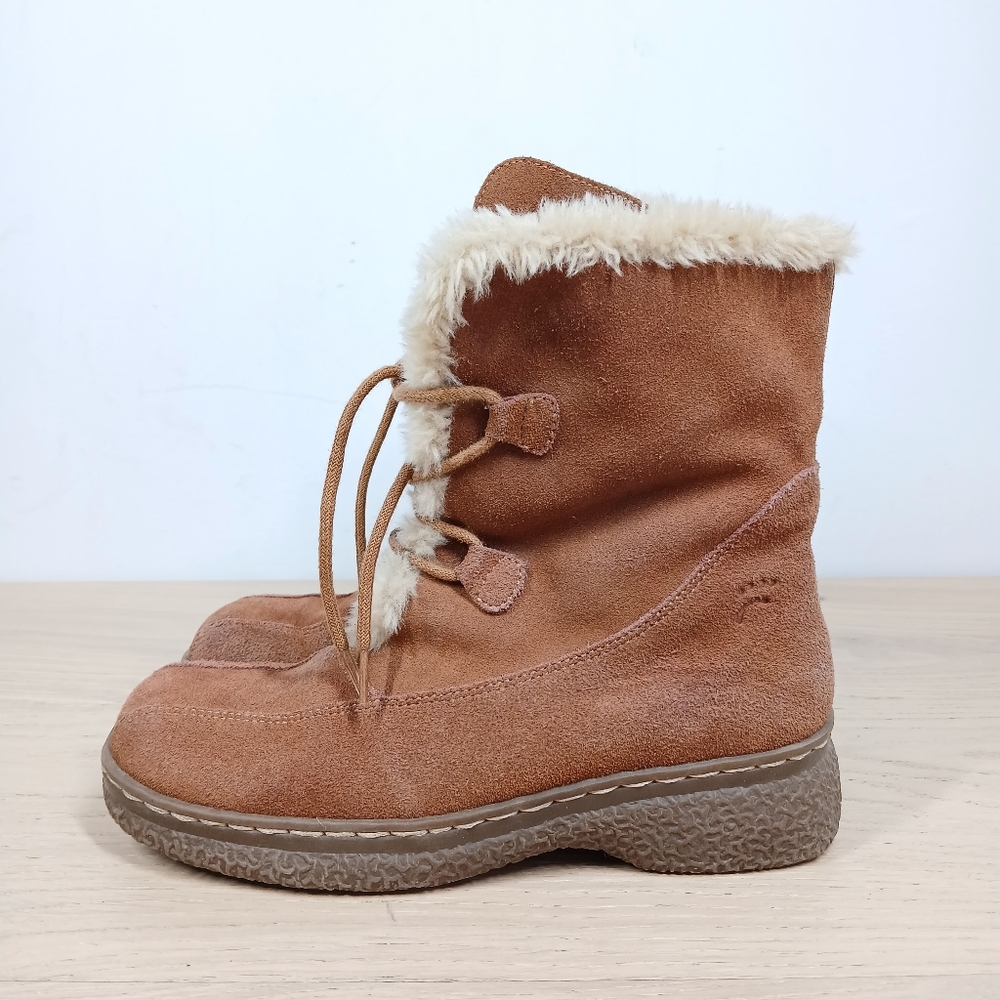 BareTraps Whitney Brown Leather Faux Fur Lined Cozy Winter Ankle Boots 268